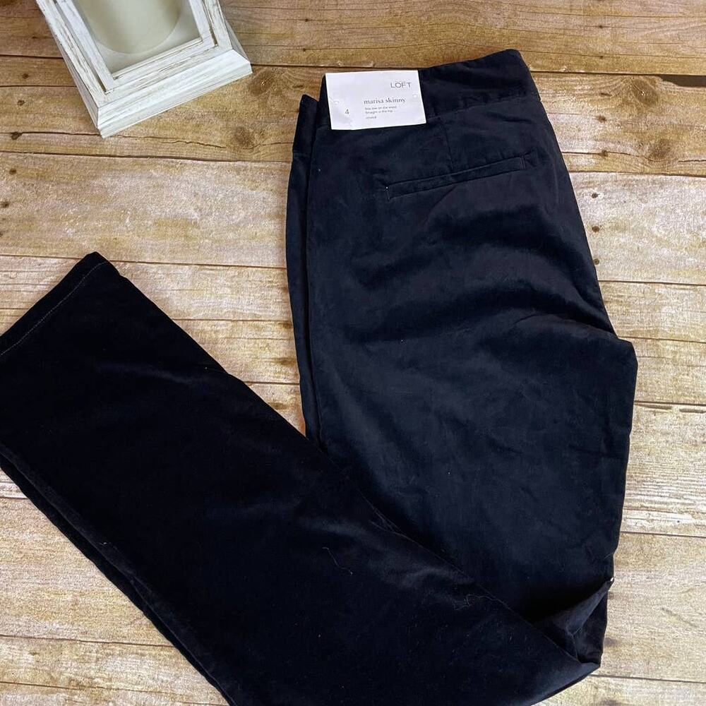 NWT Ann Taylor Loft Marisa Velvet Skinny Womens 4 Black Velvet